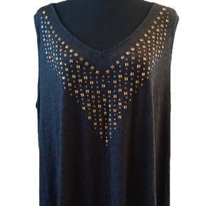 Faded Glory Vneck Tank Top with Gold Rhinestone Accents